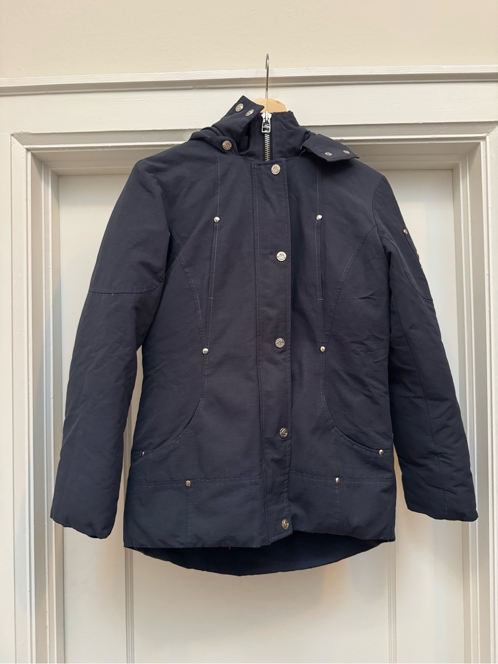 Moose Knuckles Navy Hooded Ski Jacket